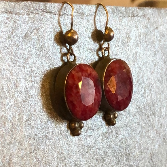 Kashmir Raw Ruby Earrings - Picture 11 of 11